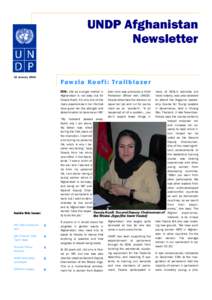 UNDP Afghanistan Newsletter 15 January 2006 Fa w z i a Ko o f i : Tr a i l b l a z e r SEAL: Life as a single mother in