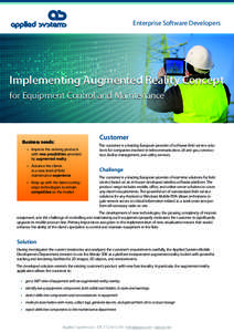 Enterprise Software Developers  Implementing Augmented Reality Concept for Equipment Control and Maintenance  Customer