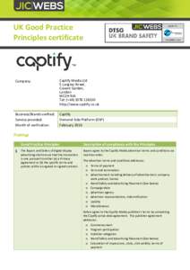 UK Good Practice Principles certificate Company:  Captify Media Ltd