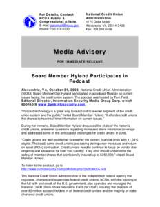 Media Advisory - Board Member Hyland Participates in Podcast