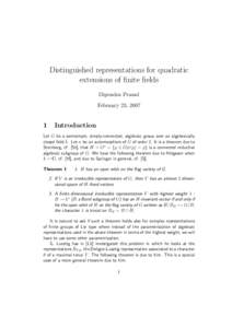 Distinguished representations for quadratic extensions of finite fields Dipendra Prasad February 23, 