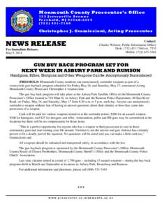 Monmouth County /  New Jersey / Gun buyback program / Asbury Park /  New Jersey / Freehold Borough /  New Jersey / Rumson /  New Jersey / Monmouth County / Monmouth / Geography of New Jersey / New Jersey / Central Jersey