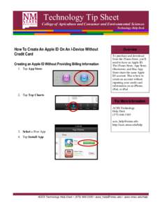 Technology Tip Sheet College of Agriculture and Consumer and Environmental Sciences Technology Help Desk How To Create An Apple ID On An I-Device Without Credit Card