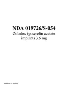 NDA[removed]S-054  Zoladex (goserelin acetate implant) 3.6 mg