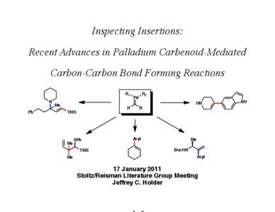 Inspecting Insertions: Recent Advances in Palladium Carbenoid-Mediated Carbon-Carbon Bond Forming Reactions R1 N Ph