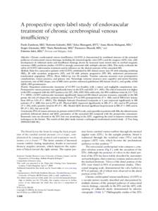 Chronic cerebrospinal venous insufficiency / Chronic venous insufficiency / Paolo Zamboni / Vascular surgery / Arteriovenous malformation / Vein / Venous thrombosis / Venography / Medicine / Multiple sclerosis / Health