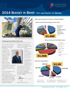 2014 BUDGET IN BRIEF: CITY AND COUNTY OF DENVER City and County of Denver: 2014 Budget Where the General Fund Money Comes From... $1.06B Photo Credit: Steve Crecelius & VISIT DENVER