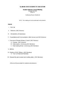 Student Advisory Council Meeting Agenda October 26, 2010