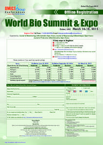 Dubai Bio Expo[removed]Offline Registration World Bio Summit & Expo Dubai, UAE