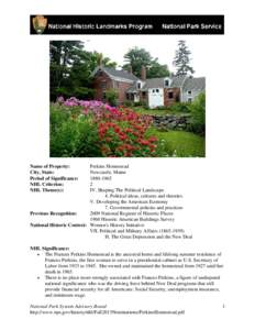 Newcastle /  Maine / Portland – South Portland – Biddeford metropolitan area / Frances Perkins / Maine / Designated landmark / National Register of Historic Places / Damariscotta River / Earle G. Shettleworth /  Jr. / Eastern United States / Cities in Maine / Historic preservation / Geography of the United States