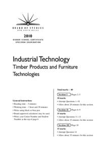 Industrial Technology - Timber Products and Furniture Technologies 2010 HSC Specimen paper