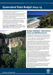 [removed]Queensland State Budget - Budget highlight brochure - Queensland Parks and Wildlife Service (QPWS) - National Parks, Recreation, Sport and Racing