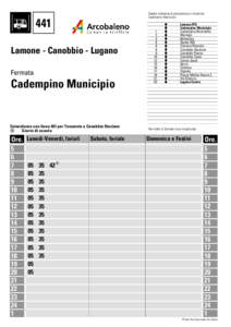 Durata indicativa di percorrenza in minuti da Cadempino Municipio 441 Lamone - Canobbio - Lugano Fermata