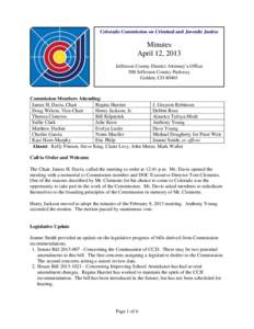 Colorado Commission on Criminal and Juvenile Justice: Minutes (April 12, 2013)
