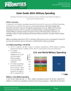 nationalpriorities.org [removed[removed]Voter Guide 2014: Military Spending National Priorities Project examines issues related to the federal budget in