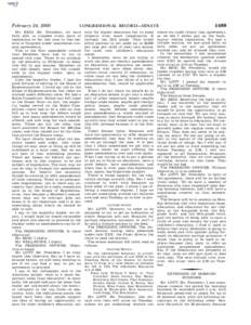 February 24, 2000  Mr. REID. Mr. President, we have been able to consider every piece of legislation so far this year in this session of Congress under unanimous consent agreements. This is the first amendable vehicle