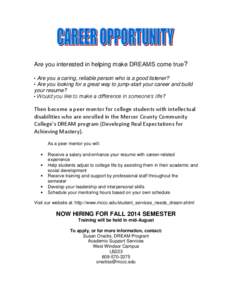 Internships / Mentorship / Mercer County Community College / Academic term / Education / Alternative education / Human resource management