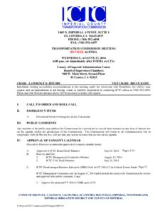 1405 N. IMPERIAL AVENUE, SUITE 1 EL CENTRO, CA[removed]PHONE: ([removed]FAX: ([removed]TRANSPORTATION COMMISSION MEETING REVISED AGENDA