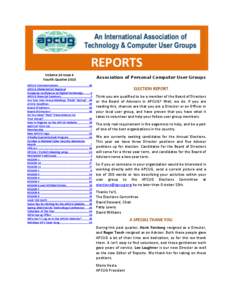 REPORTS Volume 24 Issue 4 Fourth Quarter 2013 APCUG Communications ....................................... 48 APCUG DMA&NASAC Regional Computer Conference on Digital Technology[removed]