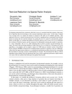Test-size Reduction via Sparse Factor Analysis Divyanshu Vats Christoph Studer  Andrew S. Lan