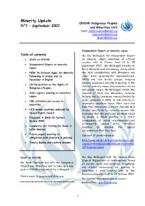 Minority Update  OHCHR Indigenous Peoples and Minorities Unit  N°7 – September 2007