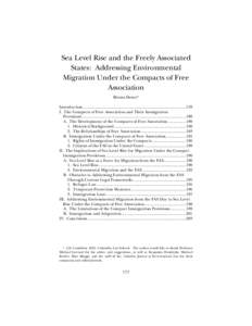 Sea Level Rise and the Freely Associated States:  Addressing Environmental Migration Under the Compacts of Free Association