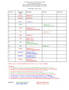 U.S. District Court for the District of Vermont 2014 Naturalization Calendar Oath of Allegiance Hearings Pursuant to the Judicial