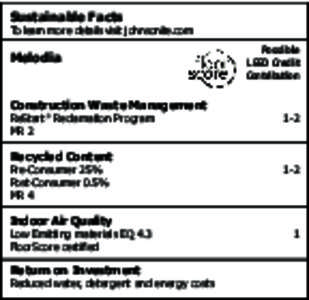 Sustainable Facts  To learn more details visit johnsonite.com Melodia