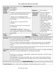 West Virginia State Museum Lesson Plan Basic Information Lesson Title: Author(s): Content Area(s):