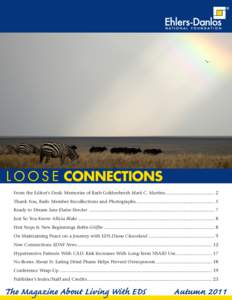 L O O S E CONNECTIONS From the Editor’s Desk: Memories of Barb Goldenhersh Mark C. Martino....................................... 2 Thank You, Barb: Member Recollections and Photographs.................................