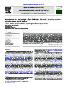 Journal of Experimental Social Psychology–179  Contents lists available at SciVerse ScienceDirect Journal of Experimental Social Psychology journal homepage: www.elsevier.com/locate/jesp