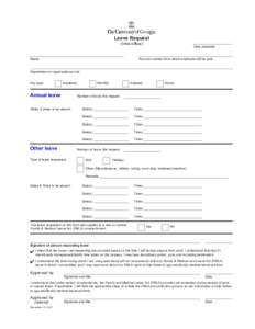 Clear this form  Leave Request (Intra-office)  Name