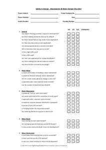 Safety in Design - Wastewater & Water Design Checklist Project Suburb Project Designed By  Project Number