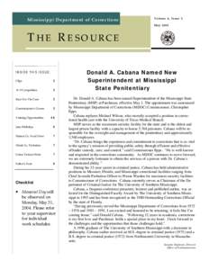 Mississippi Department of Corrections  Volume 6 , Issue 5 May[removed]THE RESOURCE