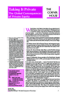 Taking It Private The Global Consequences of Private Equity THE CORNER