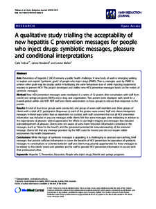A qualitative study trialling the acceptability of new hepatitis C prevention messages for people who inject drugs: symbiotic messages, pleasure and conditional interpretations