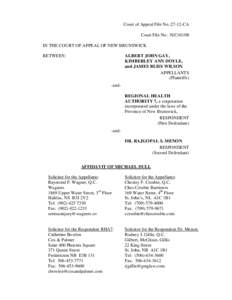 Court of Appeal File No.:27-12-CA Court File No.: N/C[removed]IN THE COURT OF APPEAL OF NEW BRUNSWICK BETWEEN:  ALBERT JOHN GAY,