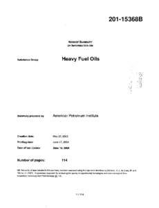 Robust Summaries & Test Plan: Heavy Fuel Oils Category, Robust Summaries