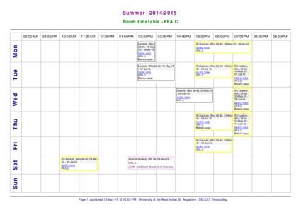 SummerRoom timetable - FFA C 09:00AM  10:00AM