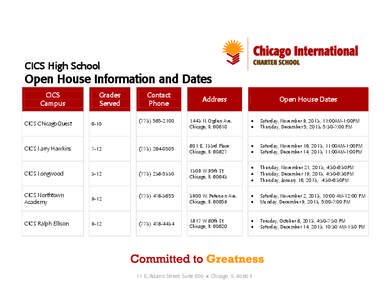 CICS High School  Open House Information and Dates CICS Campus