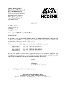State of North Carolina Department of Environment and Natural Resources Division of Environmental Health Michael F. Easley, Governor William G. Ross, Secretary