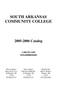 SOUTH ARKANSAS COMMUNITY COLLEGE[removed]Catalog[removed]www.southark.edu