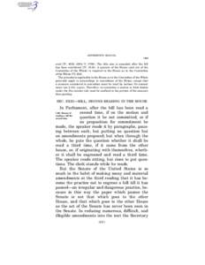 JEFFERSON’S MANUAL § 428 ered (IV, 4933, 4934; V, [removed]The title also is amended after the bill has been considered (IV, [removed]A quorum of the House (and not of the Committee of the Whole) is required in the House 