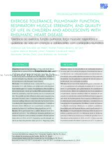Original Article  http://dx.doi.org0462/;2018;36;2;00012 Exercise tolerance, pulmonary function, respiratory muscle strength, and quality