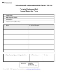 Statewide Portable Equipment Registration Program - FORM 30  Portable Equipment Unit Annual Reporting Form 1. Company Name: 2. PERP Registration Number: