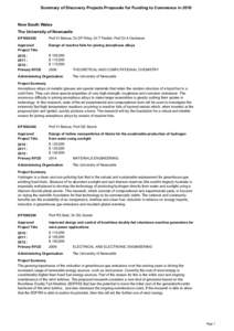 Summary of Discovery Projects Proposals for Funding to Commence in[removed]New South Wales The University of Newcastle DP1092458