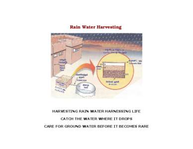 Rain Water Harvesting  WHAT IS RAIN WATER HARVESTING : The principle of collecting and using precipitation from a catchments surface. An old technology is gaining popularity in a new way. Rain water harvesting is enjoyi