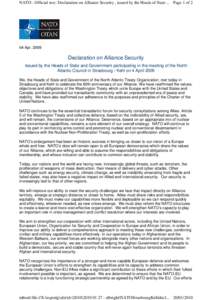 NATO - Official text: Declaration on Alliance Security , issued by the Heads of State ... Page 1 of[removed]Apr[removed]Declaration on Alliance Security Issued by the Heads of State and Government participating in the meetin