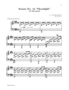 1  Sonata No. 14 “Moonlight” 1st Movement L. van Beethoven Op. 27, No. 2