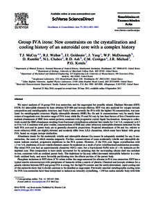 Available online at www.sciencedirect.com  Geochimica et Cosmochimica Acta–6843 www.elsevier.com/locate/gca  Group IVA irons: New constraints on the crystallization and